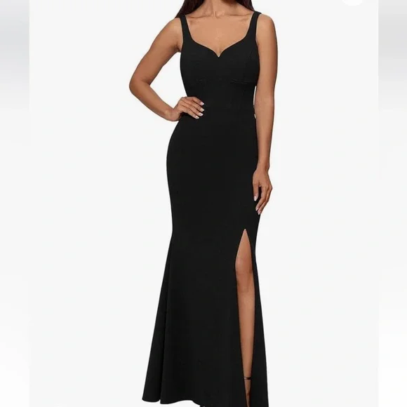 Xscape | Dresses | Xscape Black Stretch Crepe Sweetheart Full Length Formal  Gown Long Dress | Poshmark